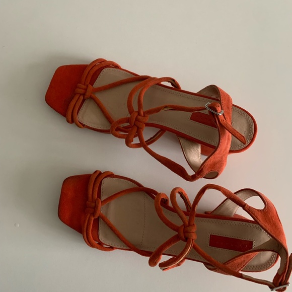 Topshop Orange Block Heel Sandal - Picture 2 of 3